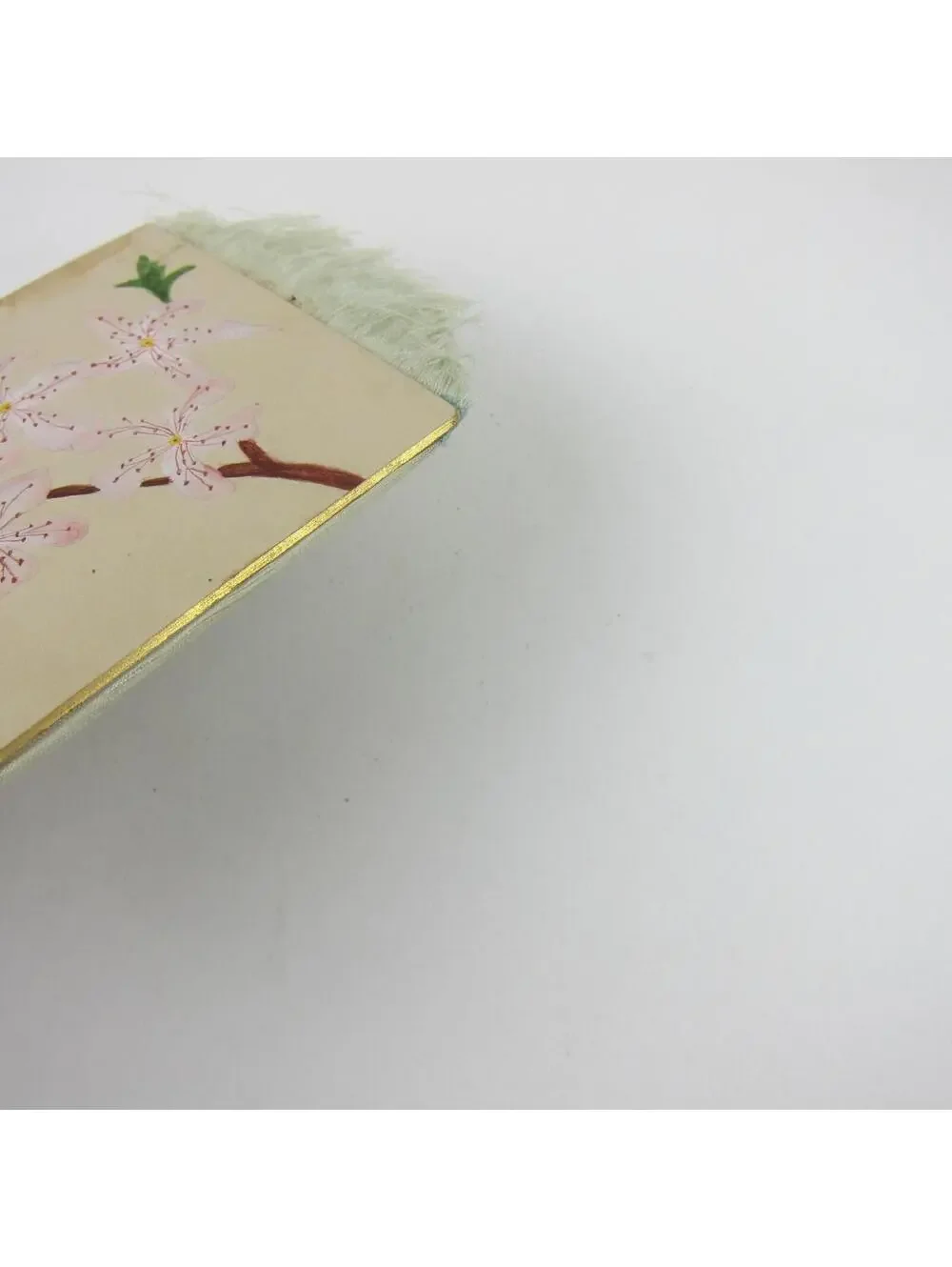 Victorian Card Easter Branch Blooms Pink Flowers Fringe Gold Gilt Edge Antique